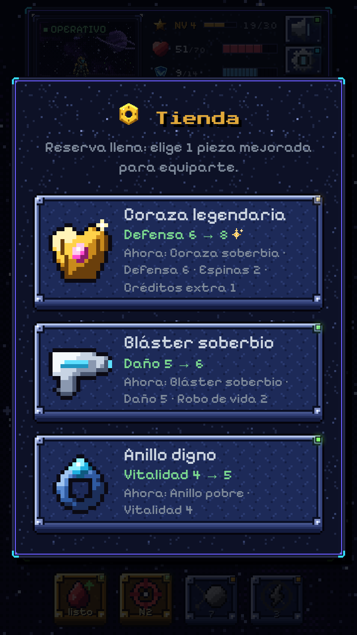 Tienda con piezas de equipo de distinta calidad